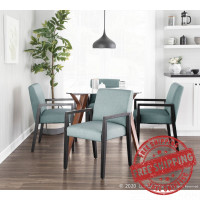 Lumisource DC-CARMARM BKTL2 Carmen Contemporary Arm Chair in Black Wood and Teal Fabric - Set of 2